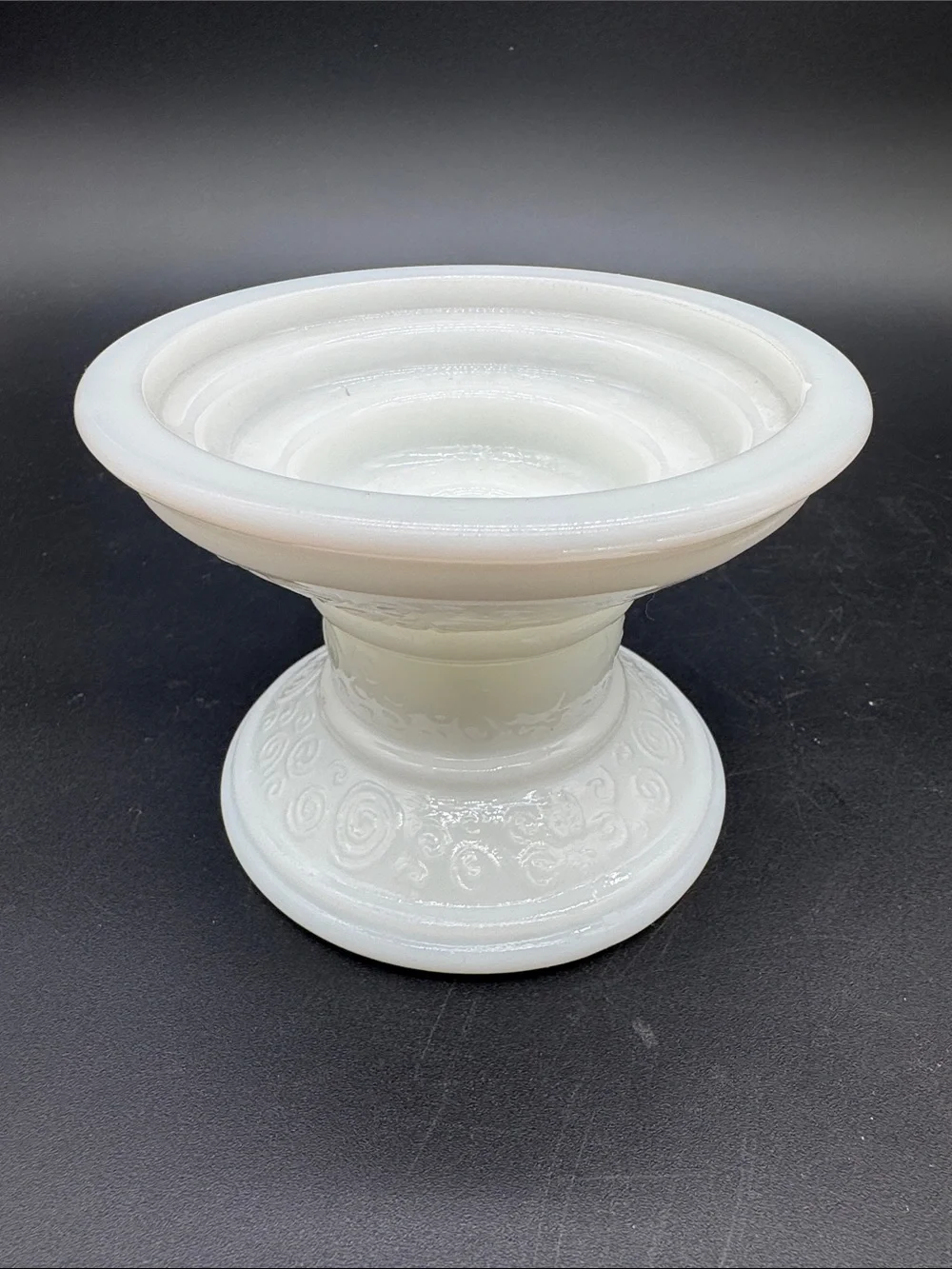 Vintage Milk Glass Pillar Taper Candle Holder Pair EUC